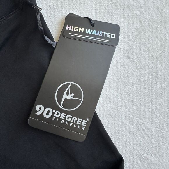 90 Degree Reflex Womens Black Legging Workout Pants M Crop High Waist - Picture 5 of 7